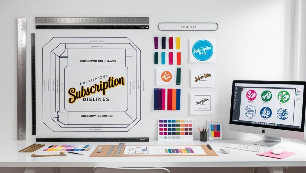 A flat-lay of subscription box dielines