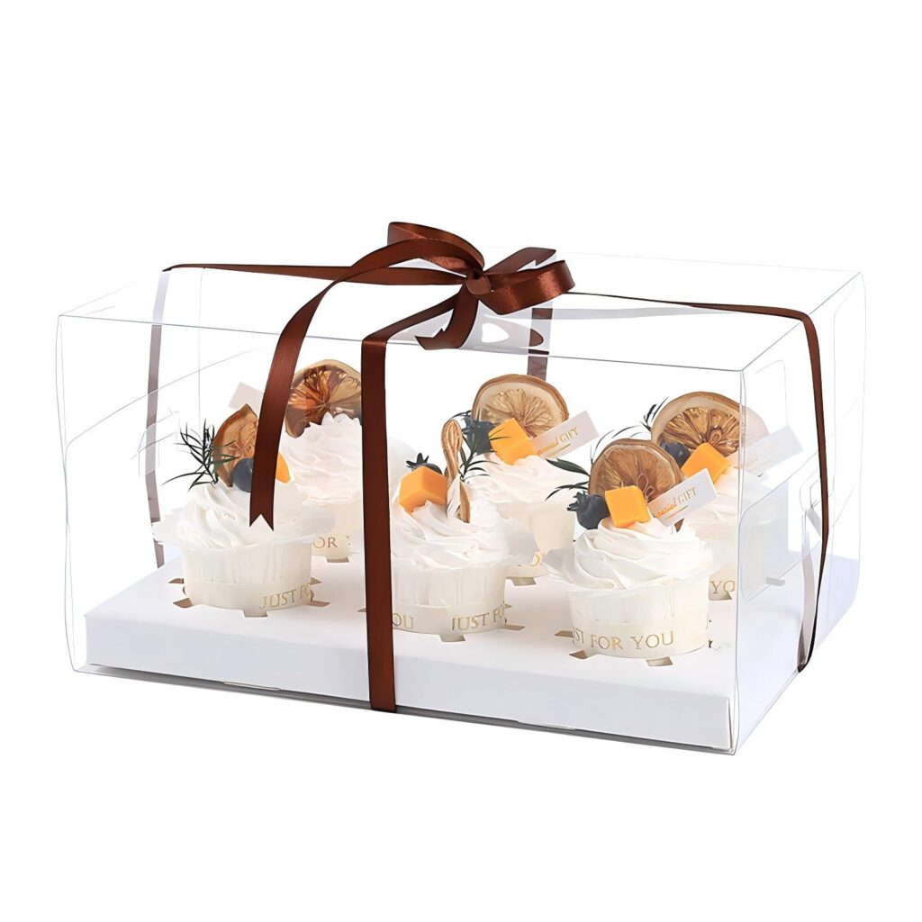 transparent package custom cupcake box