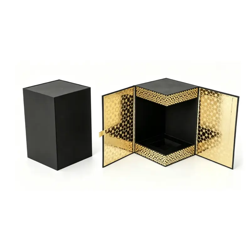 Triple symmetrical double door opening perfume box