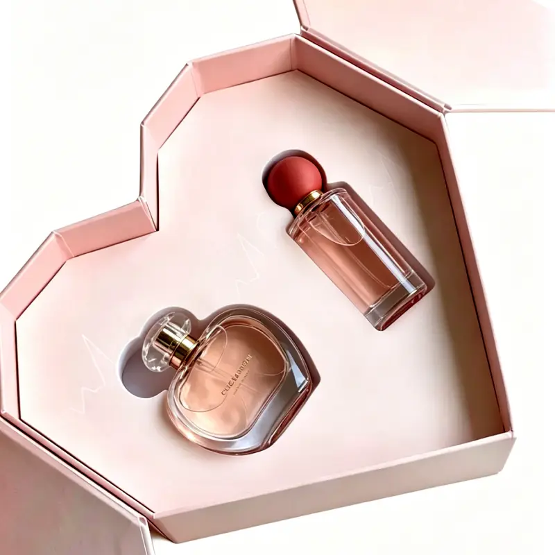 middle open heart shaped perfume box