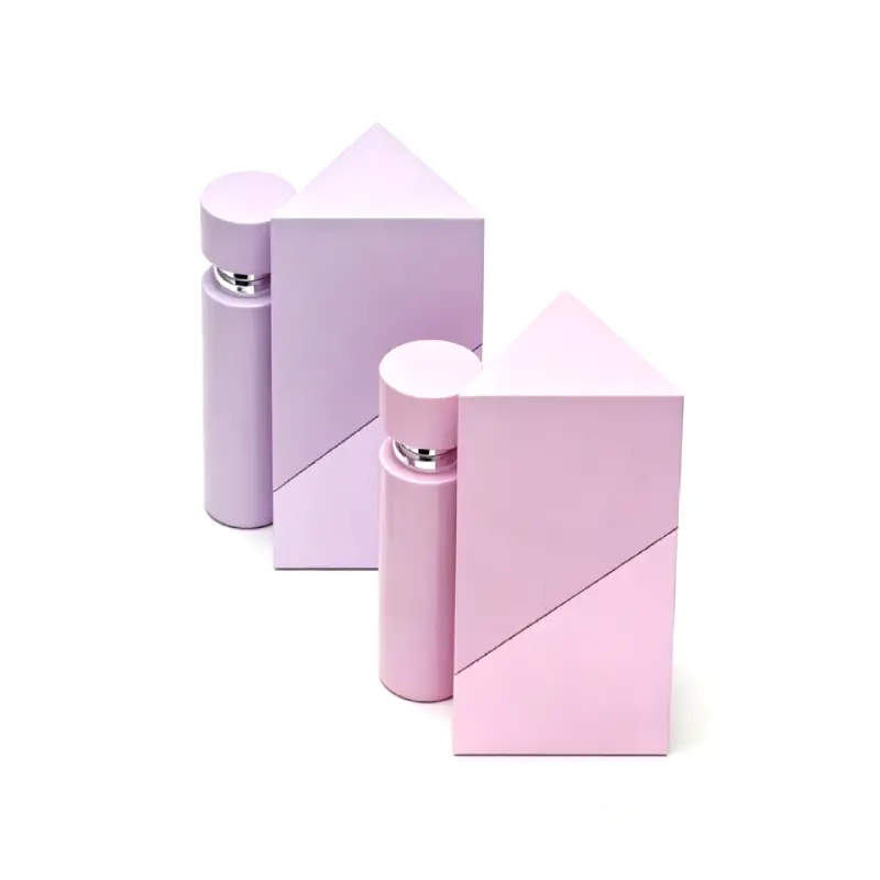 pastel pink pyramid perfume box