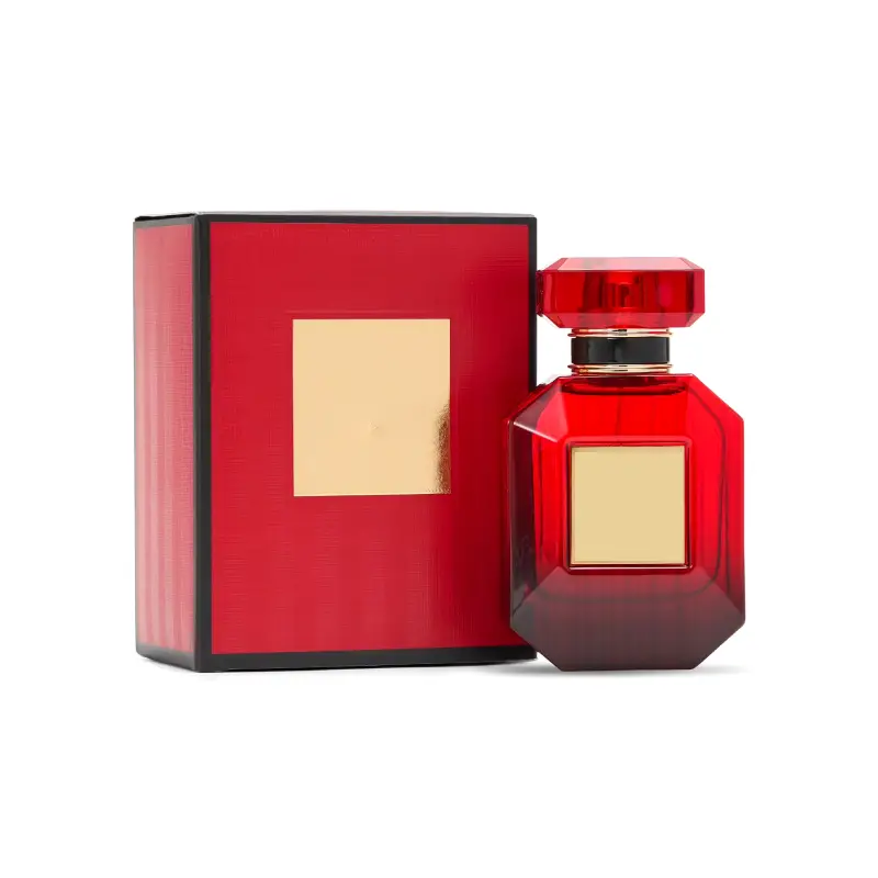 red cubic perfume box