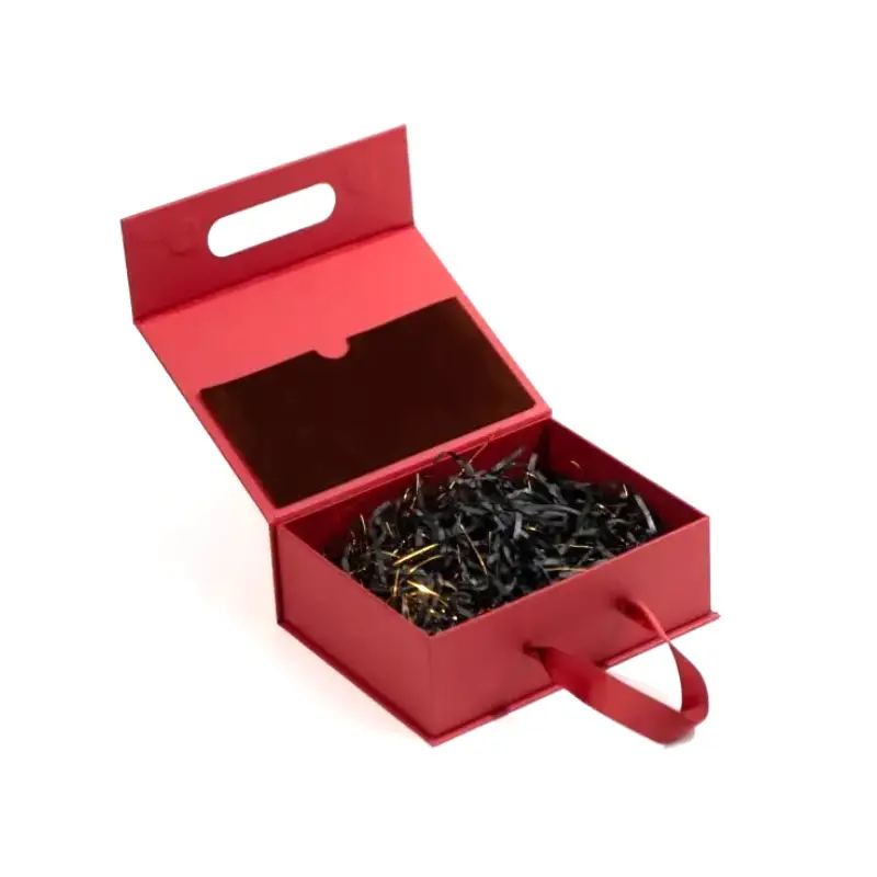 red perfume box with handle