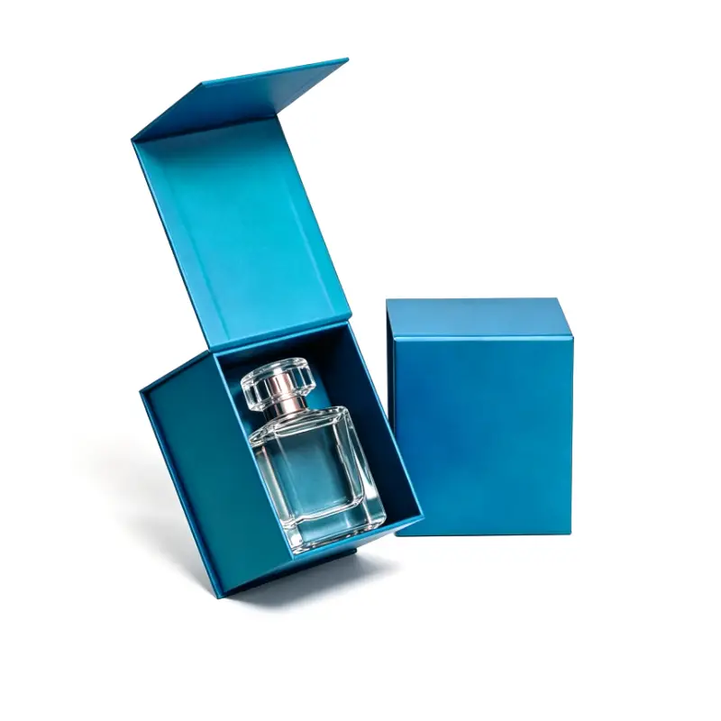 square magnetic hinged rigid perfume box