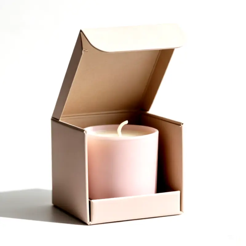 Rigid slide drawer candle box with hinged flip top lid