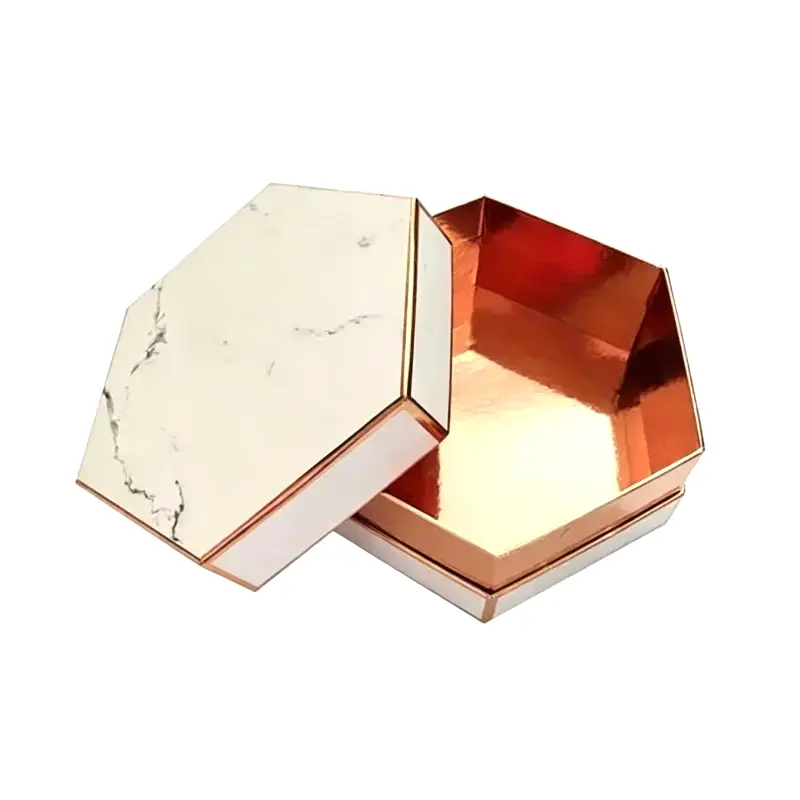 hexagonal perfume box metallic laminated