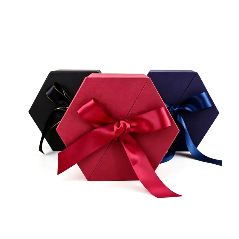 hexagonal perfume box with ribbon bow