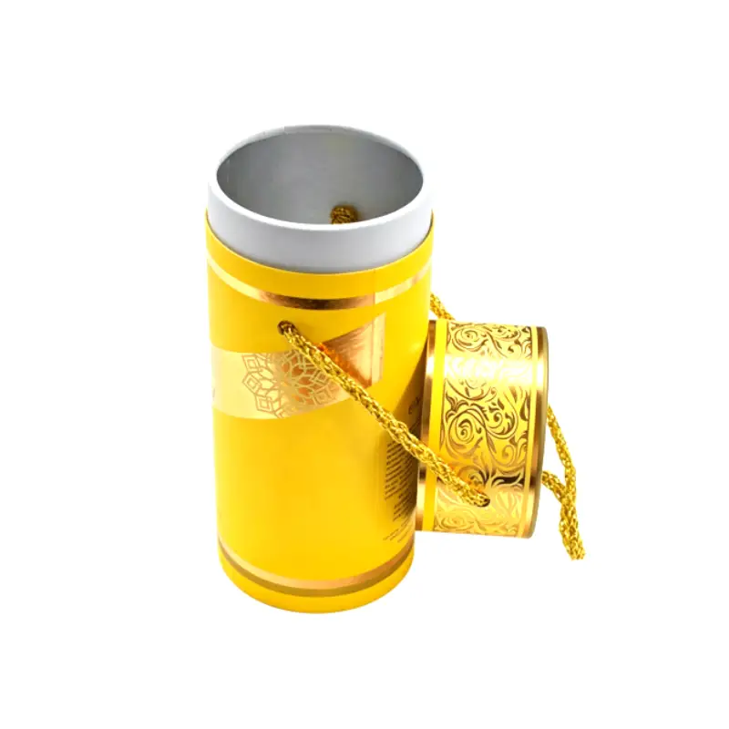 luxury golden cylindrical drawer perfume tube box