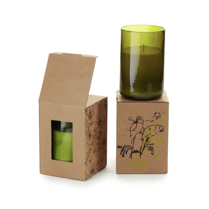 brown candle box with window