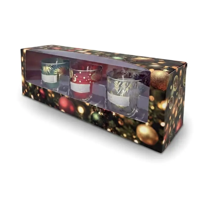 scatola per candele natalizie con finestrella