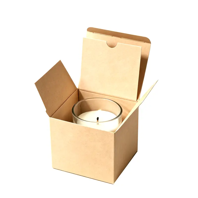 boîte à bougies en carton de forme cubique avec insert