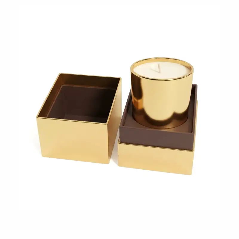 scatola per candele a due pezzi color oro