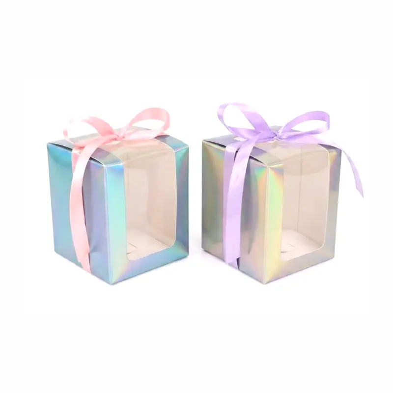 holographic candle box with ribbon