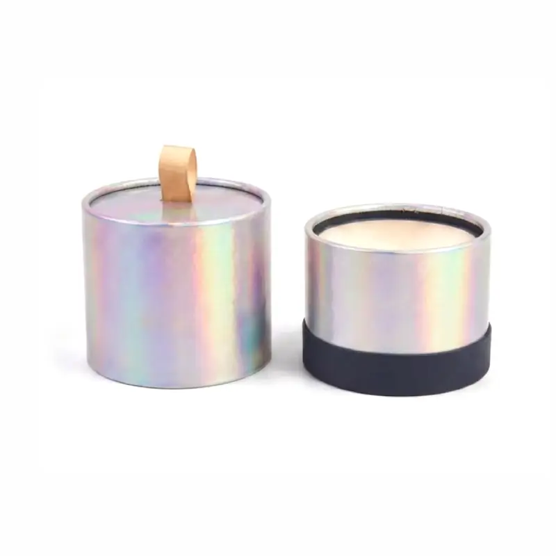 holographic round candle box