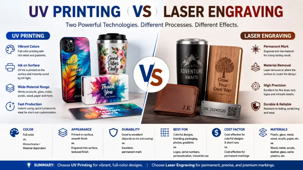 uv printing and laser engraving