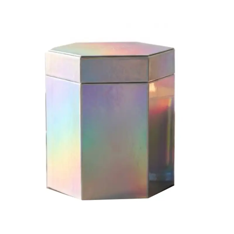 hexagonal holographic candle packaging box