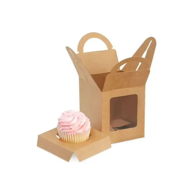 scatola per cupcake Kraft con manico