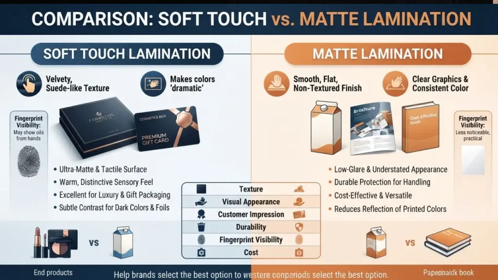soft touch limination vs matte lamination